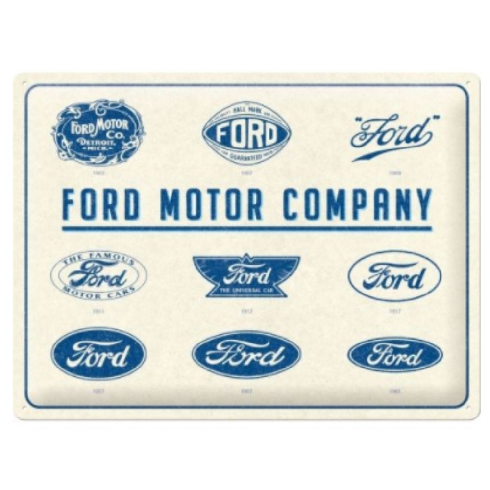Ford Motor Company Logo Evolution Metal Sign