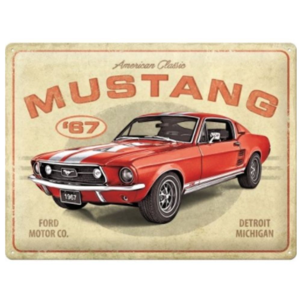 Ford Mustang Red 1967 GT Metal Sign