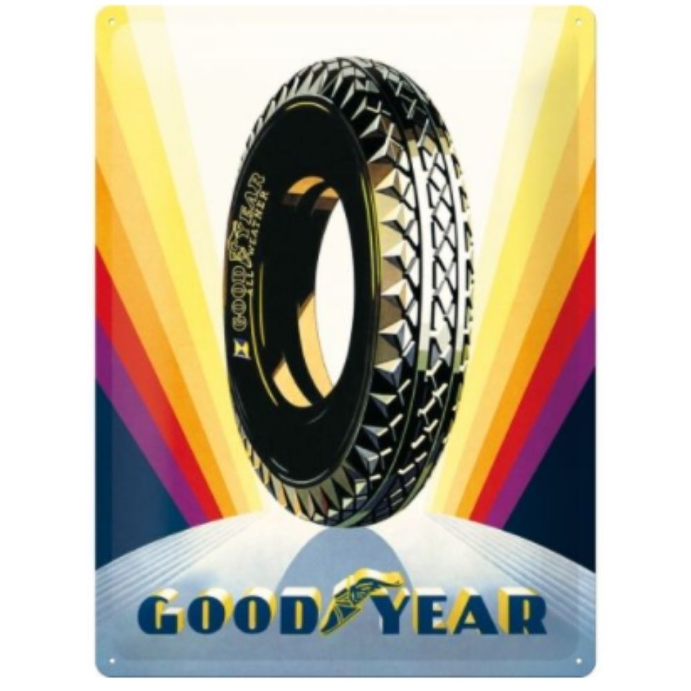 Goodyear Wheel Rainbow Metal Sign