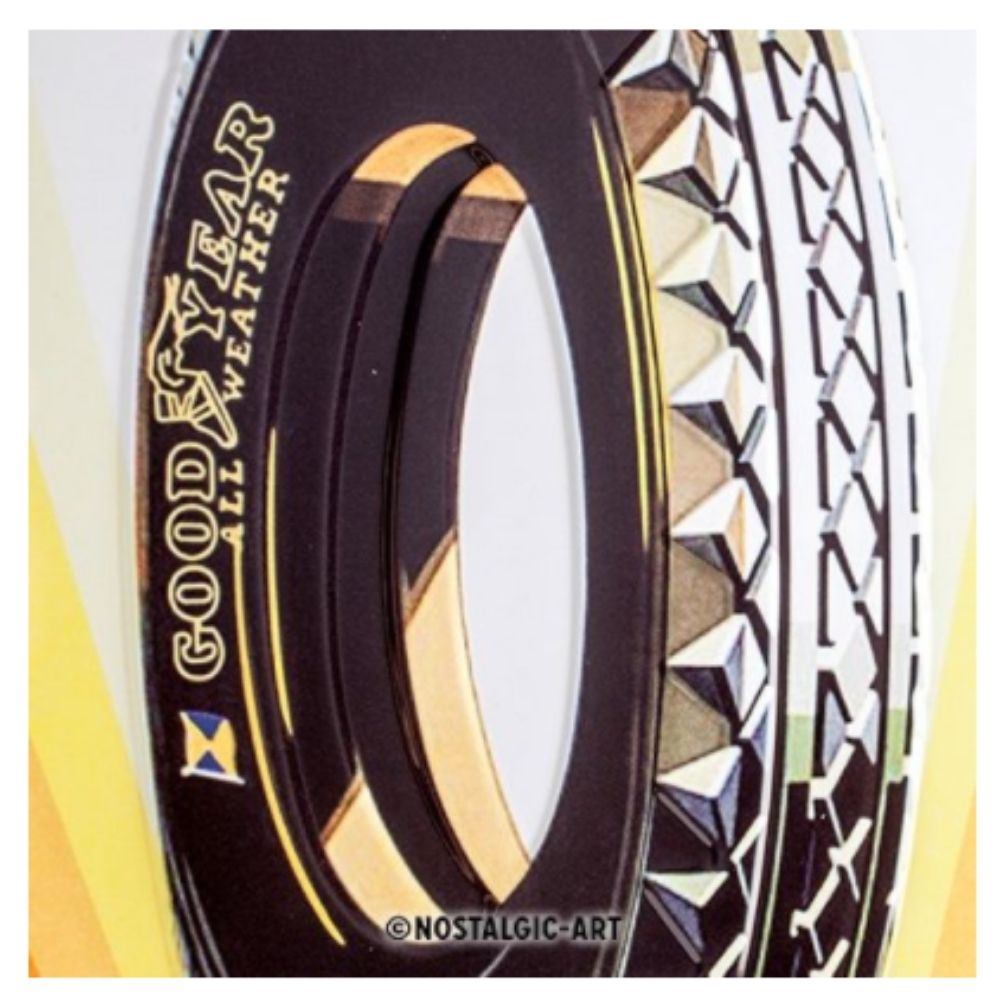 Goodyear Wheel Rainbow Metal Sign