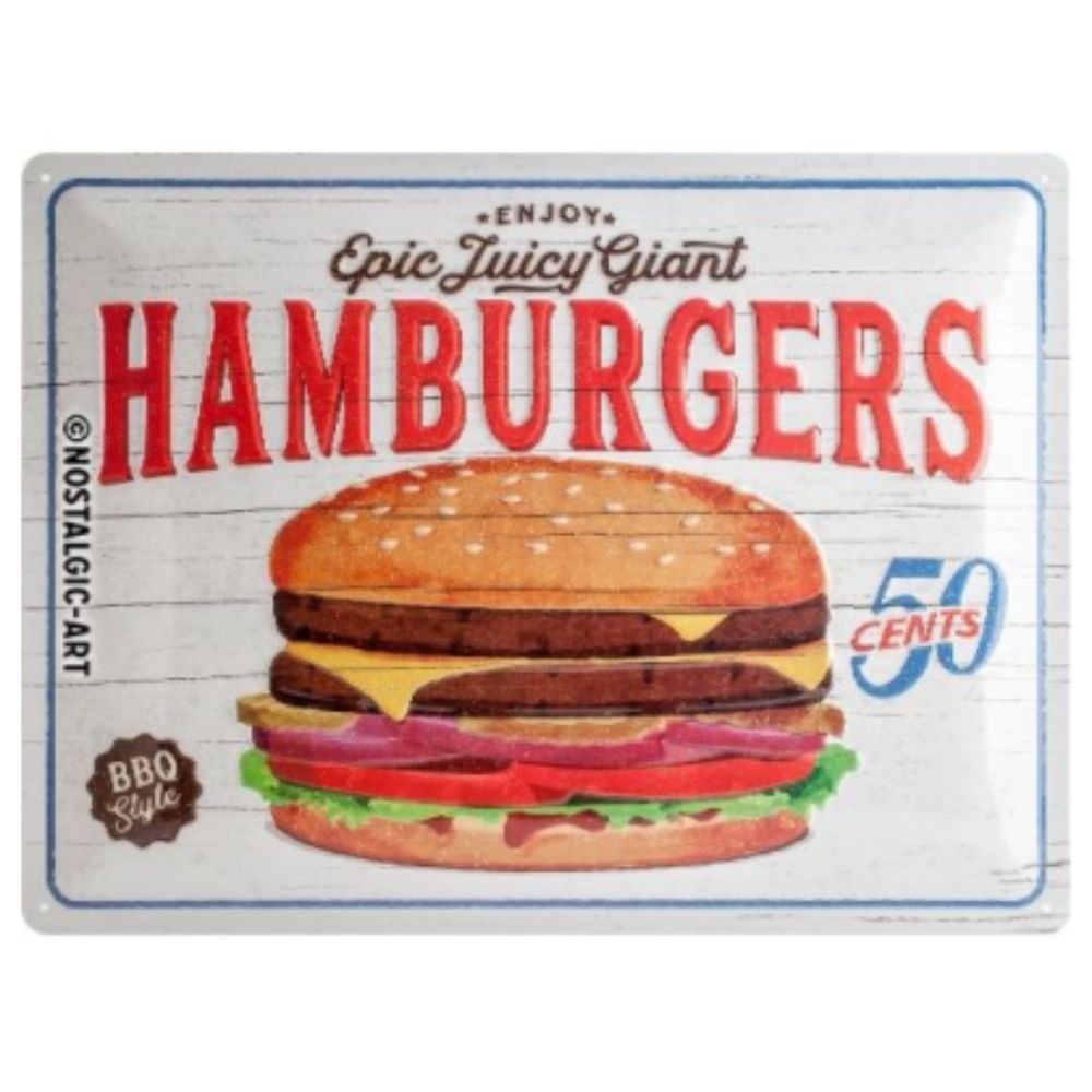 Enjoy Hamburgers Metal Sign