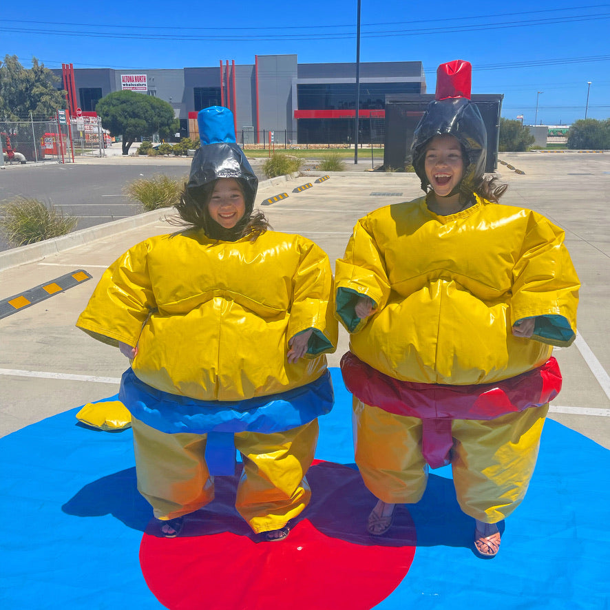 Kids Set Of 2 Sumo Suits With Helmets Gloves Mat