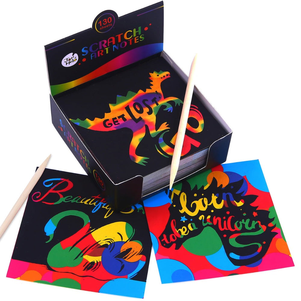Rainbow Scratch Art Notes Box Set 130Pcs