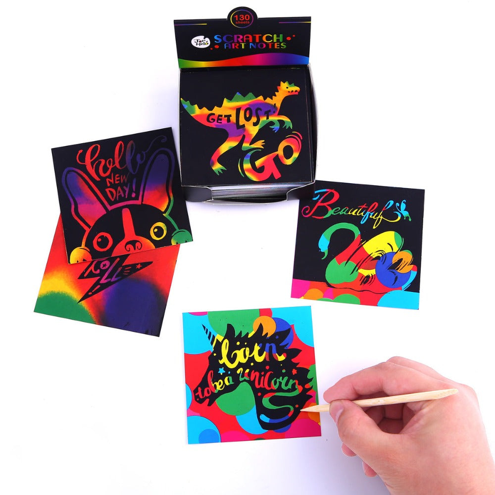 Rainbow Scratch Art Notes Box Set 130Pcs