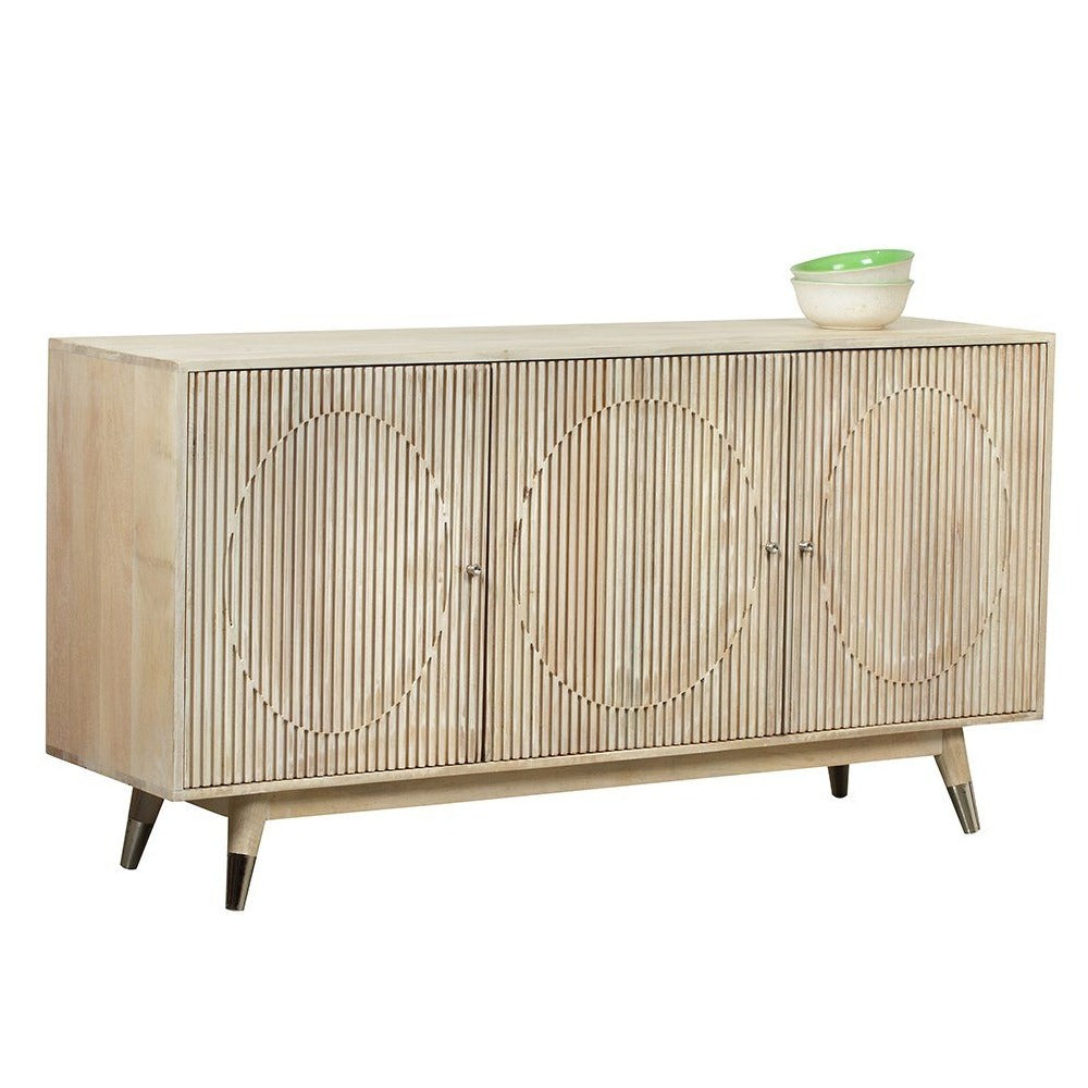 Wood Striped Hardwood Handmade Sideboard
