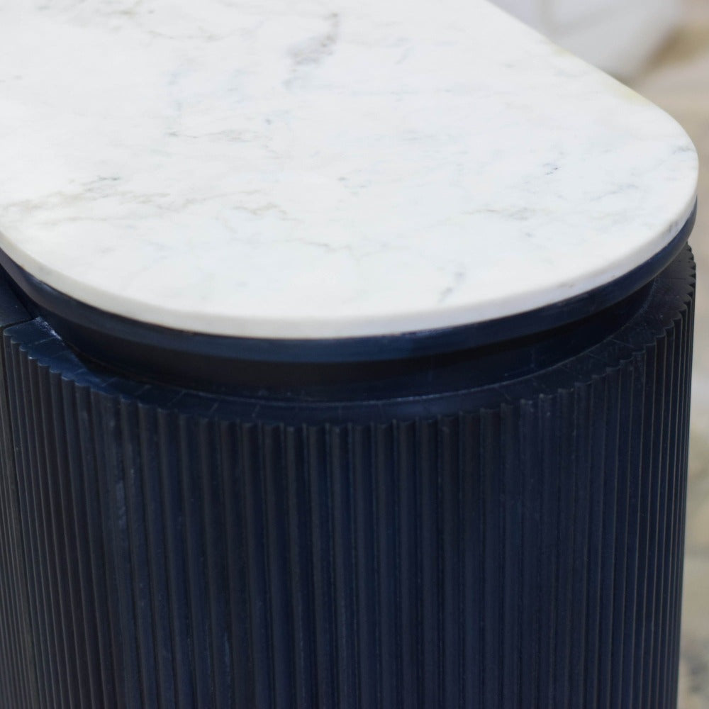 Rustic Oblong Marble Top 2 Door Sideboard