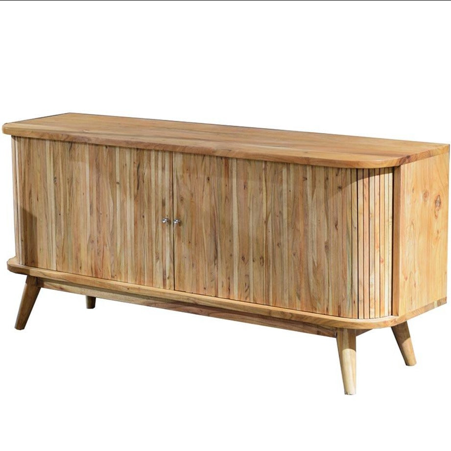 Slatted Hardwood Sliding Door Sideboard