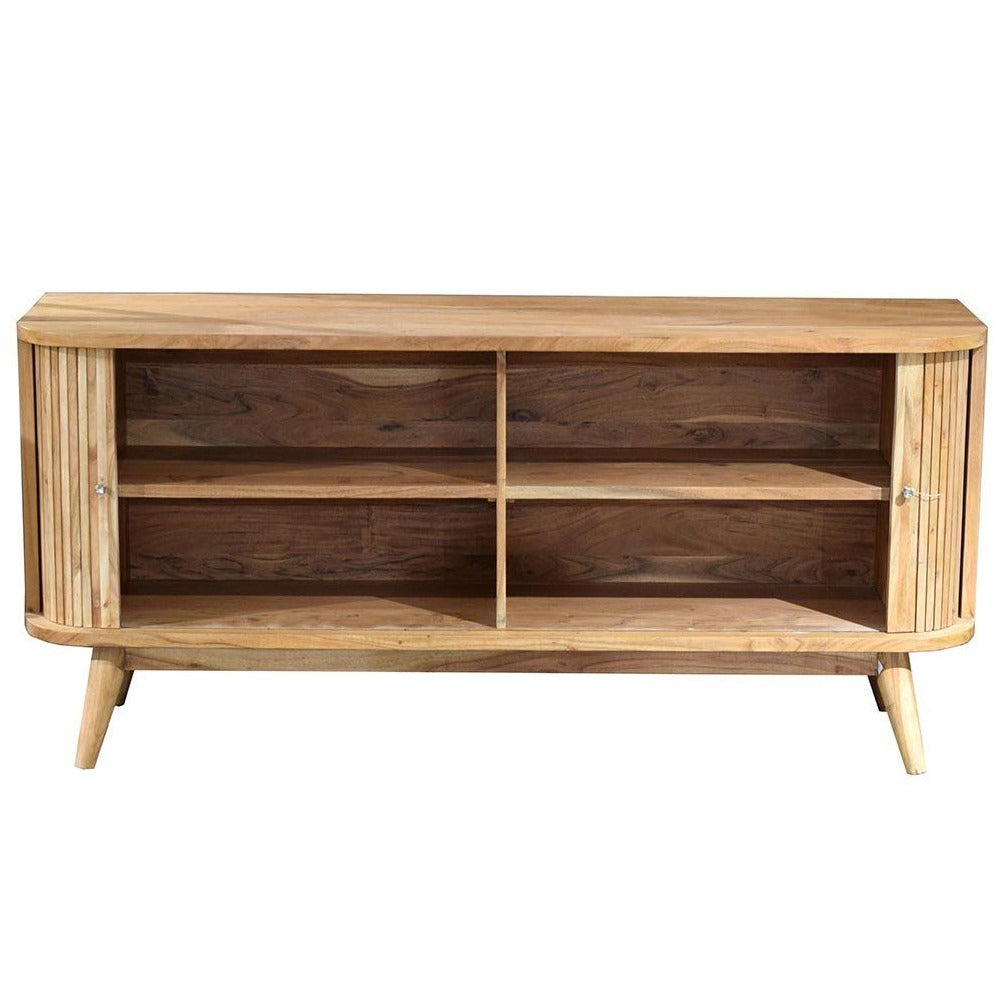 Slatted Hardwood Sliding Door Sideboard