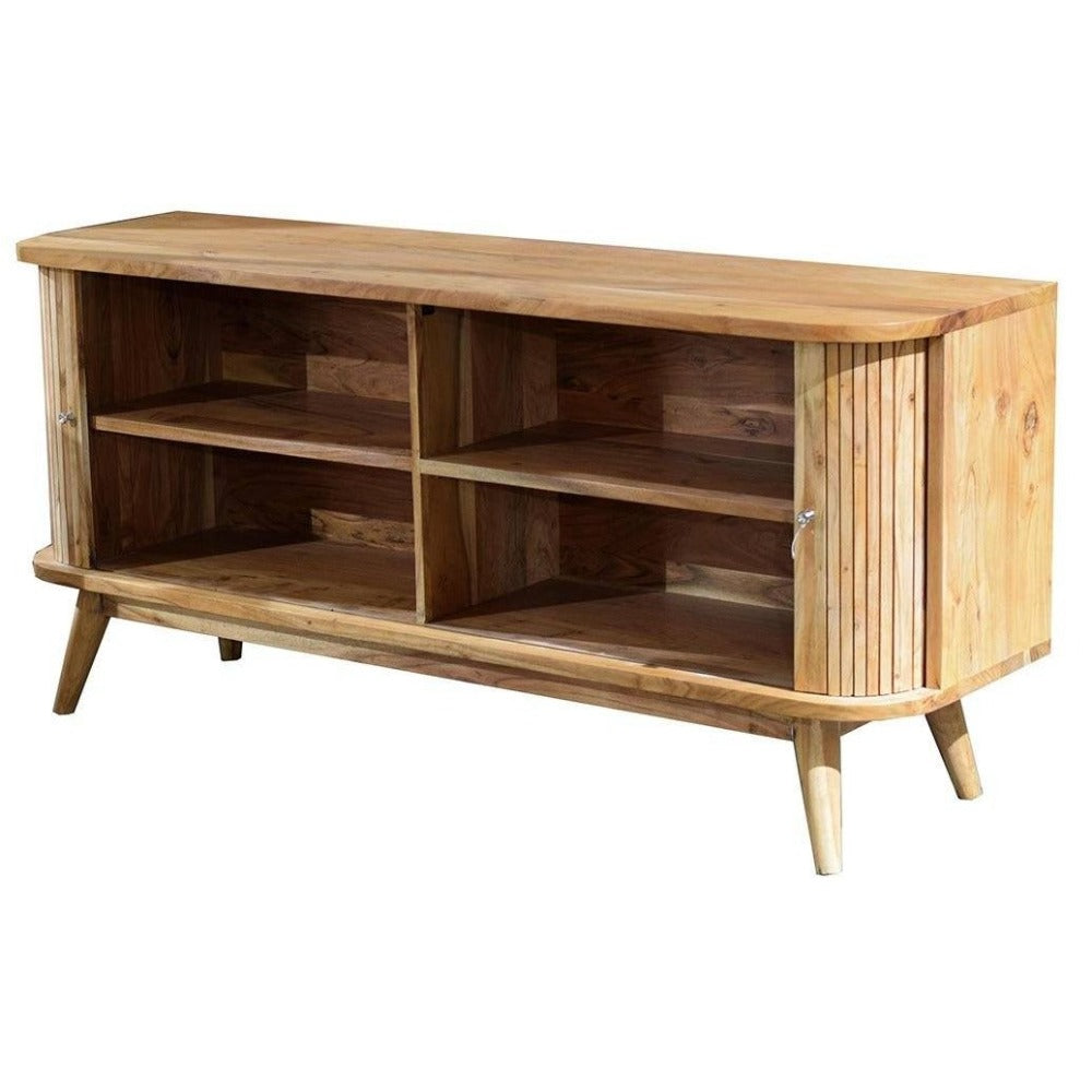 Slatted Hardwood Sliding Door Sideboard