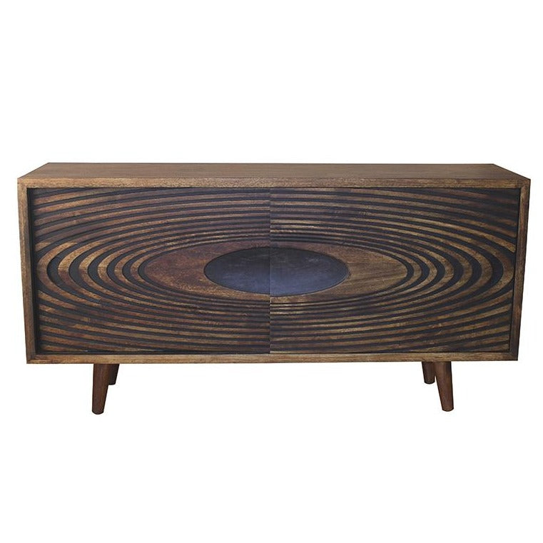 Circle Pattern Hand-Crafted Sliding Door Sideboard