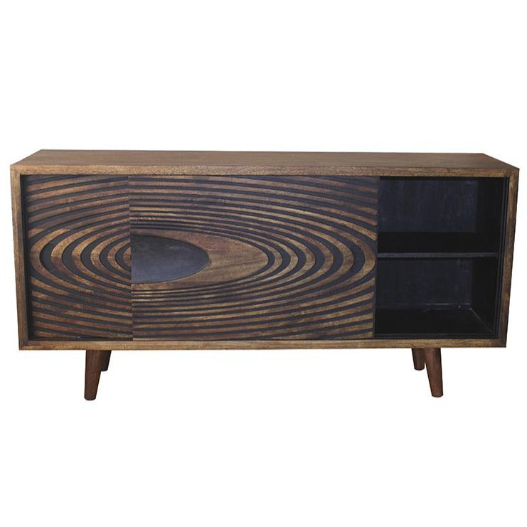 Circle Pattern Hand-Crafted Sliding Door Sideboard