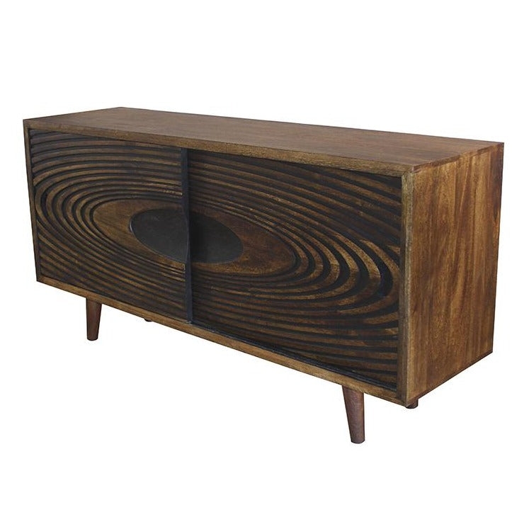 Circle Pattern Hand-Crafted Sliding Door Sideboard