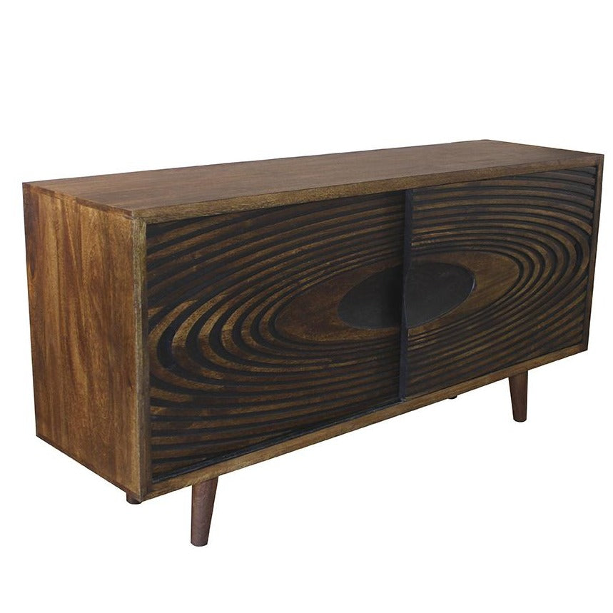 Circle Pattern Hand-Crafted Sliding Door Sideboard