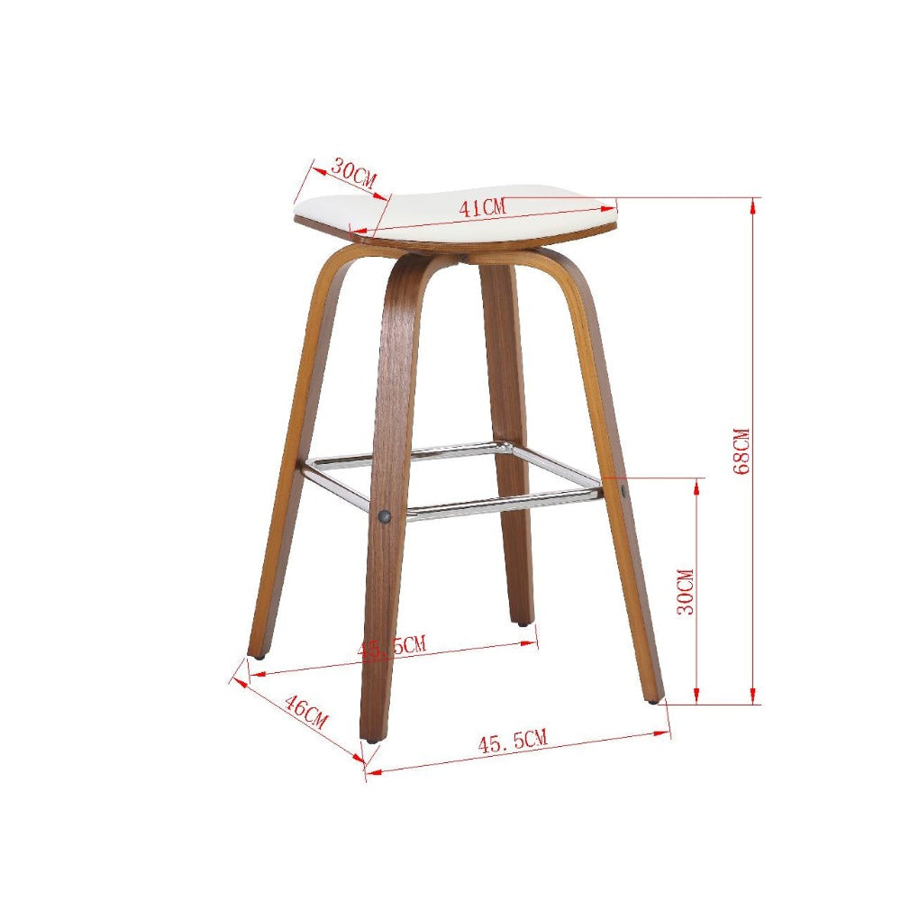 Copper Wooden Bar Stool Set of 2 - White