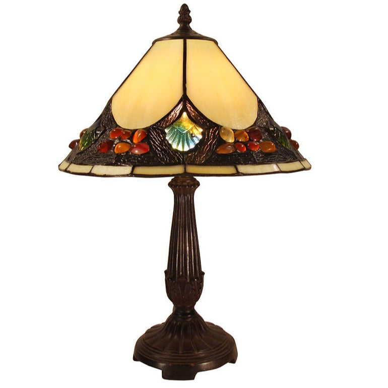 Janny Tiffany Style Table Lamp In Beige