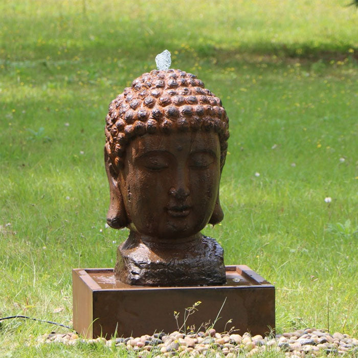 Enlightened Buddha Head Outdoor Fountain with LED