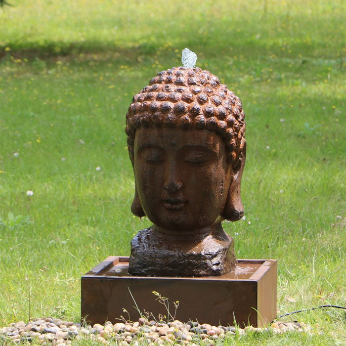 Enlightened Buddha Head Outdoor Fountain with LED