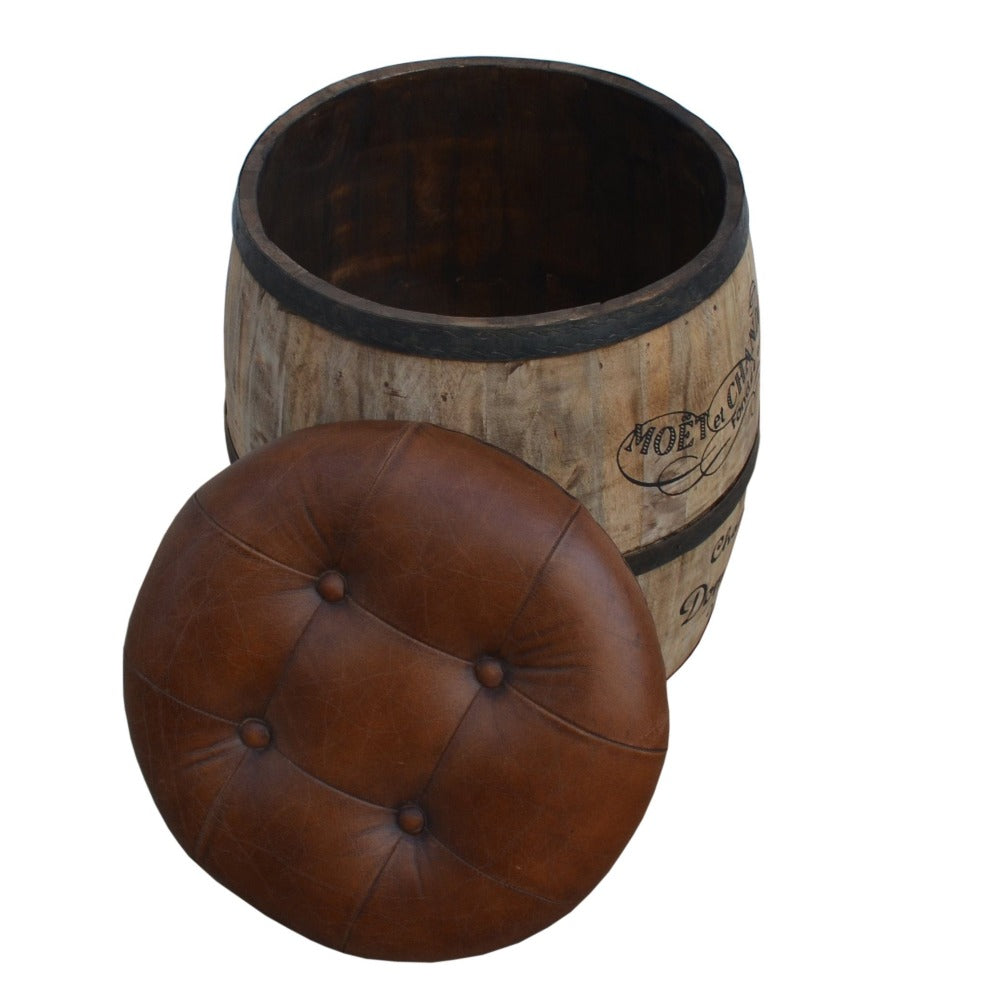 "Moet Chandon" Barrel & Leather Ottoman