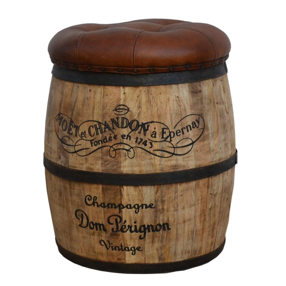 "Moet Chandon" Barrel & Leather Ottoman