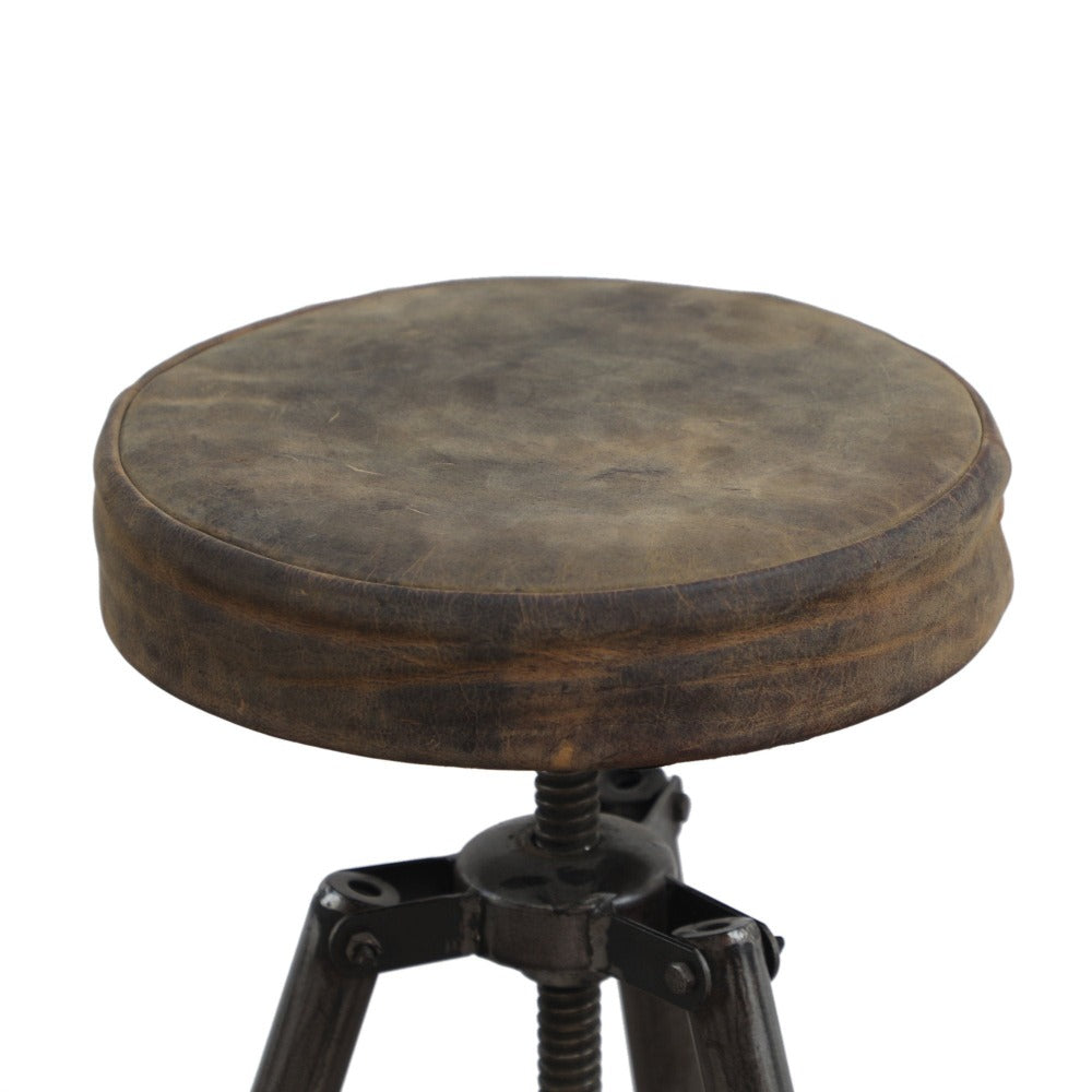 Tripod Windup Leather Stool
