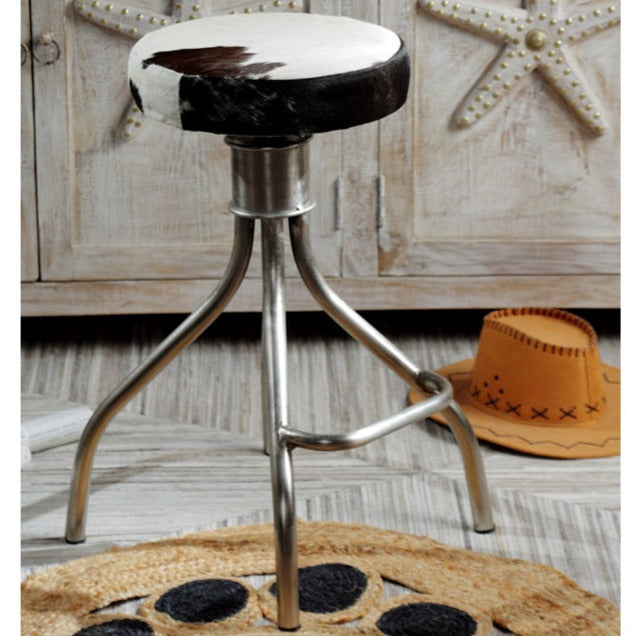 Chic Cowhide Wind Up Stool