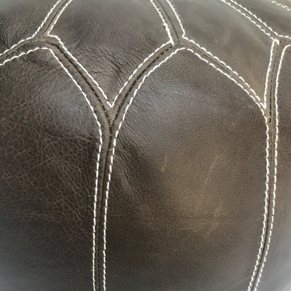 Moroccan Leather Ottoman Brown
