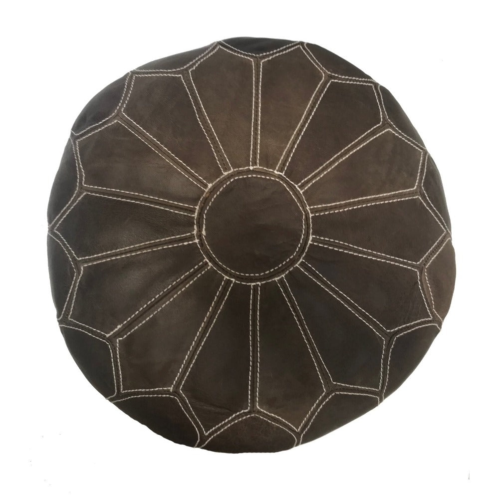Moroccan Leather Ottoman Brown
