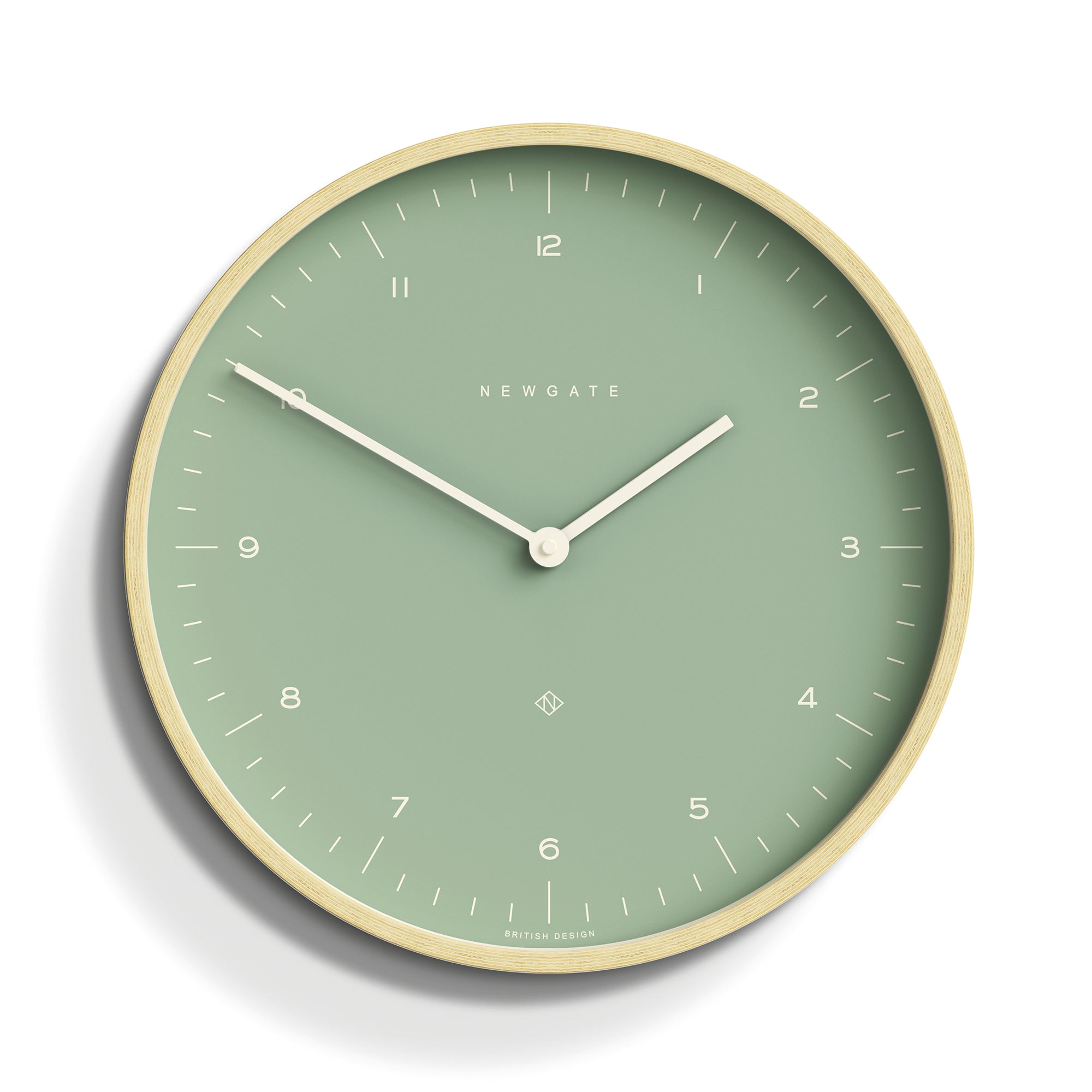 Newgate Mr Clarke Wall Clock Pale Wood Bubble Green Dial