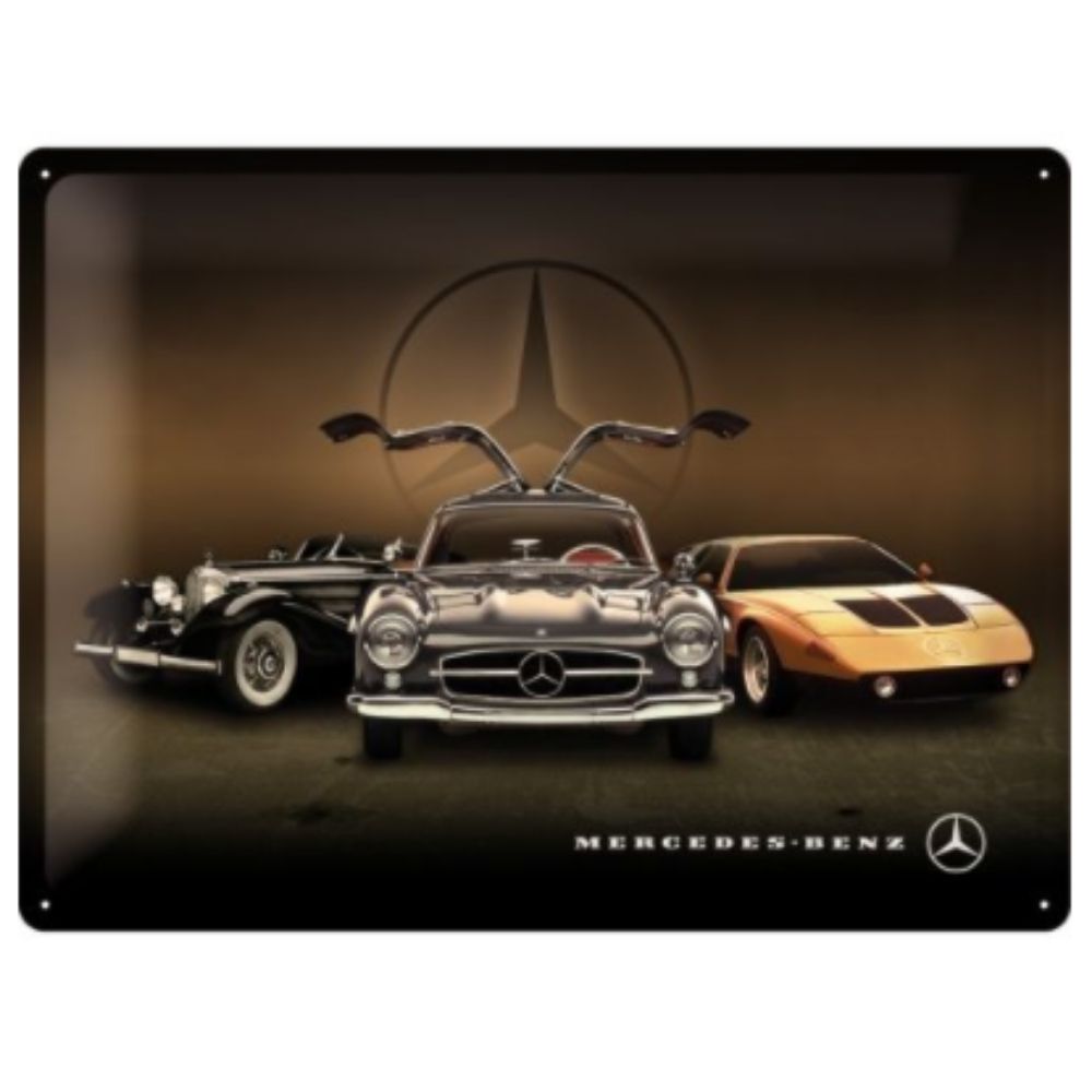 Mercedes Benz 3 Classic Cars Metal Sign