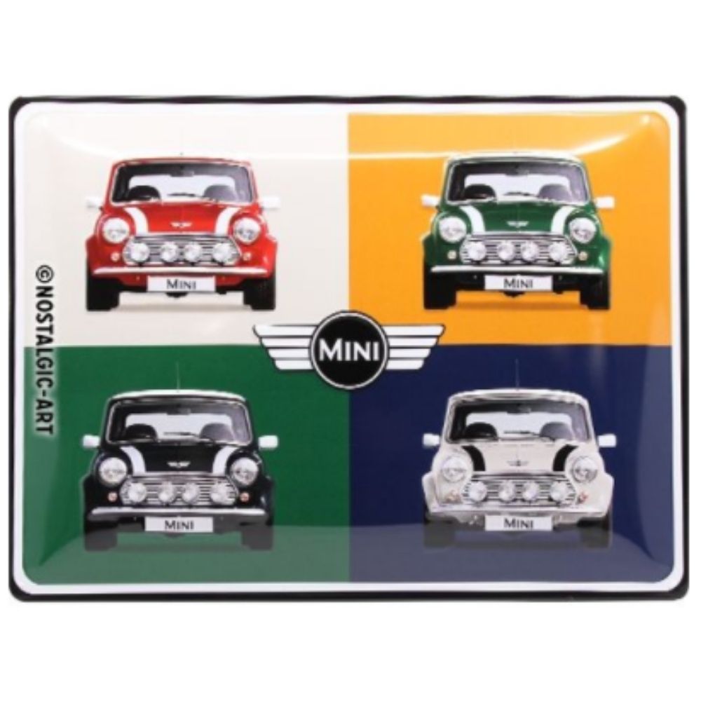 Mini 4 Cars Pop Art Metal Sign