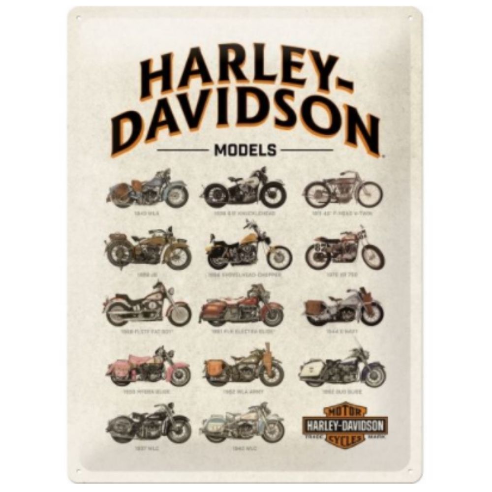 Harley Davidson Motorbike Models Chart Metal Sign