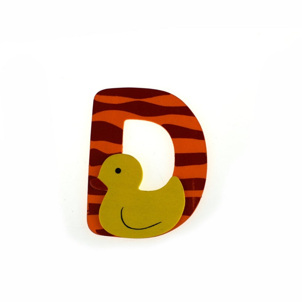 Animal Wooden Letter D Orange/Red