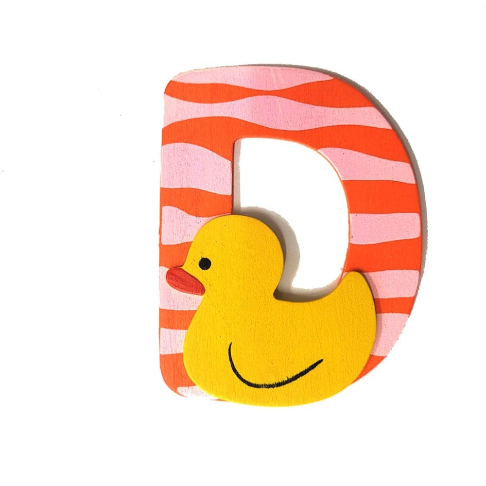 Animal Wooden Letter D Red/Pink