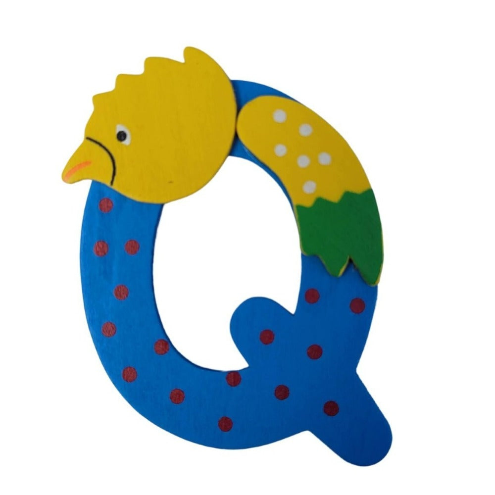 Animal Wooden Letter Q Light Blue