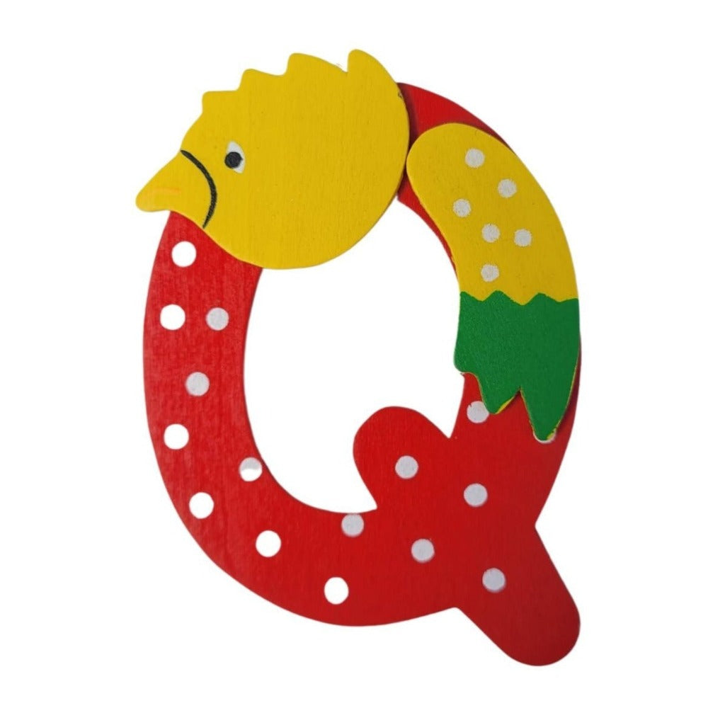 Animal Wooden Letter Q Red