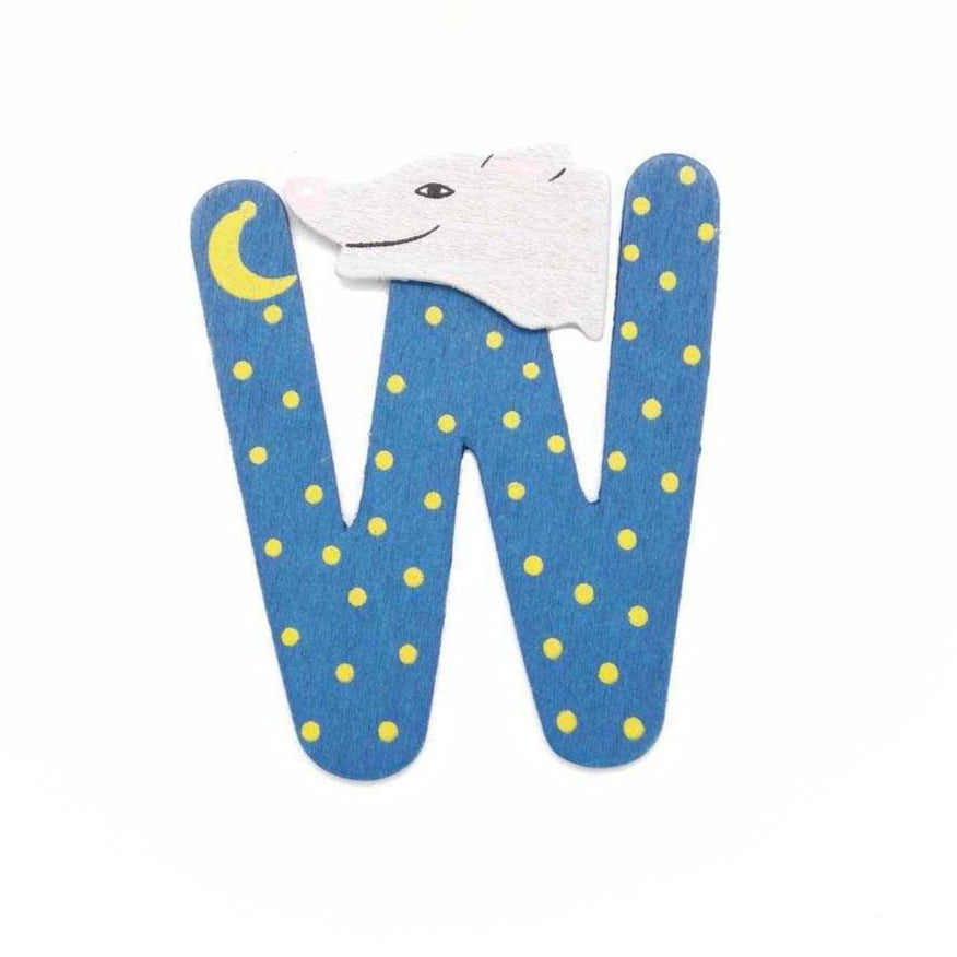 Animal Wooden Letter W Blue