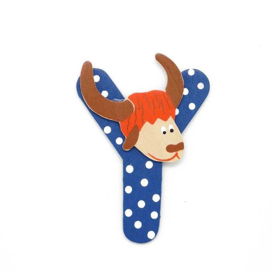 Animal Wooden Letter Y Blue