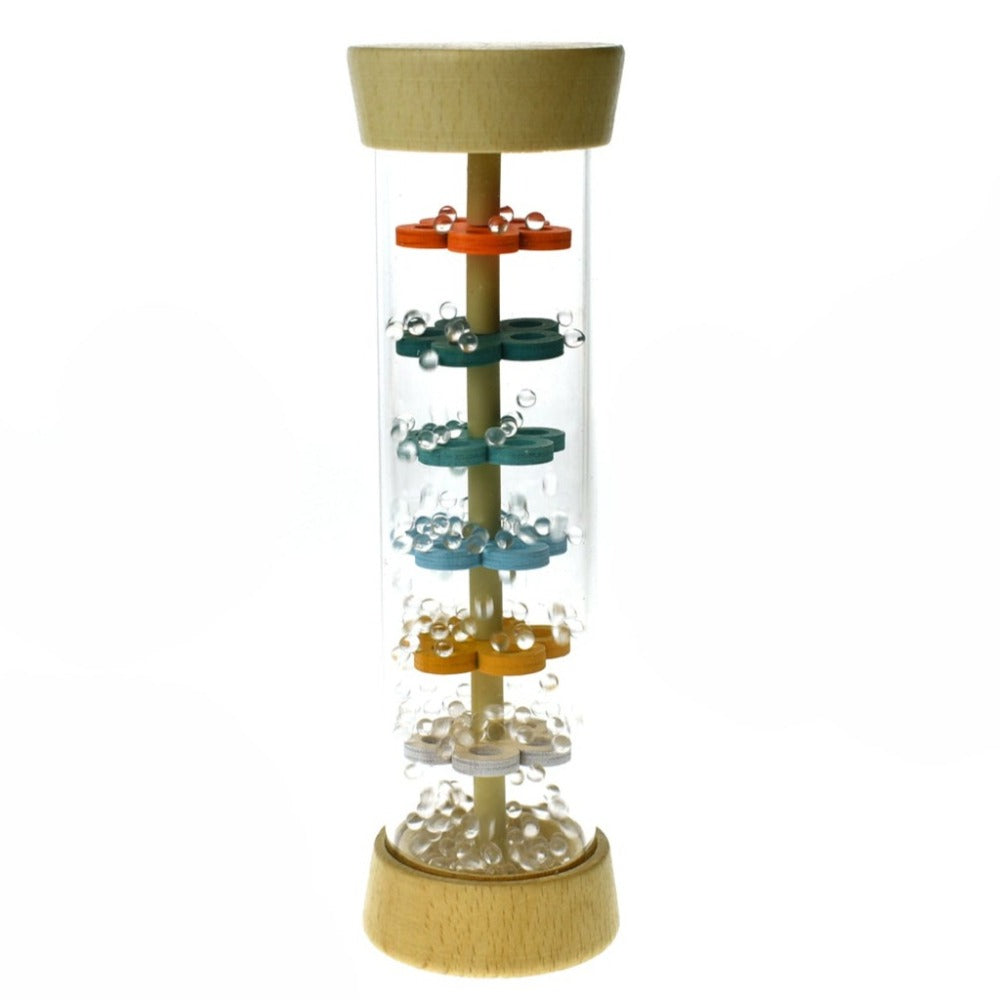 Wooden Rainmaker Rattle In Clear Tube - Blue Breeze