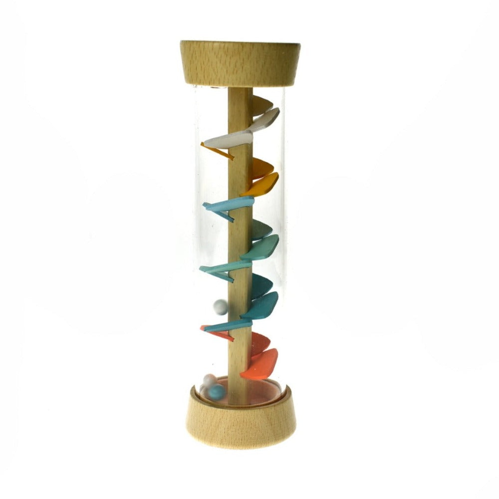 Wooden Bead Slide Rattle In Clear Tube - Pastel