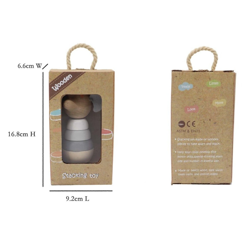 Toddlers Wooden Animal Stacking Tower - Elephant