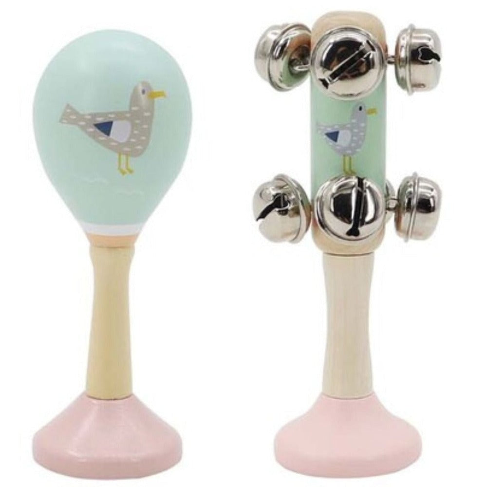 Seagull Wooden Maraca & Bell Stick 2Pc Music Set