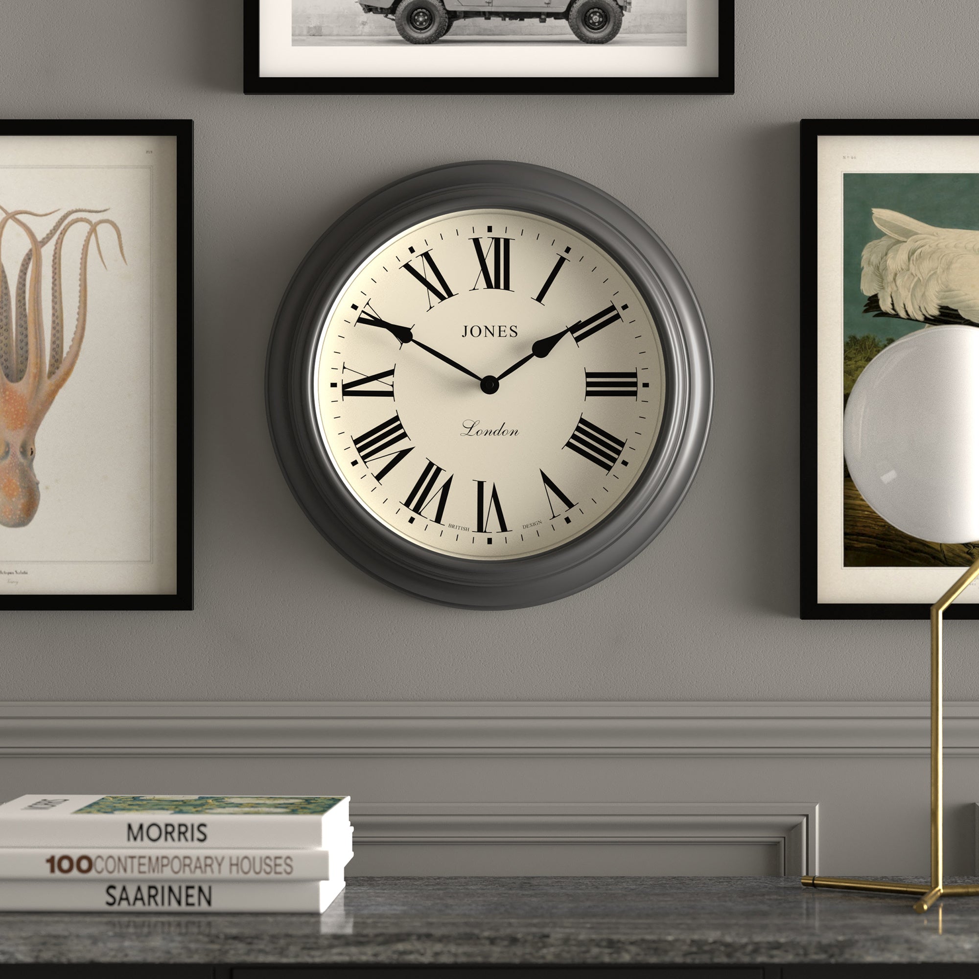 Newgate Jones Supper Club Wall Clock Charcoal Grey