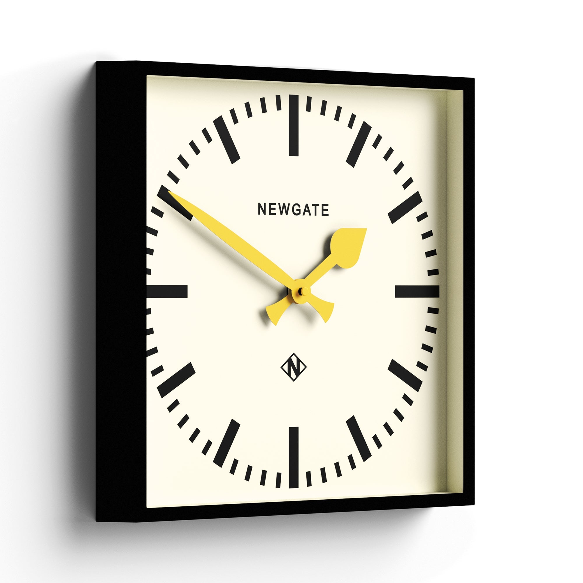 Newgate Number Five Wall Clock Black W Yellow Hands