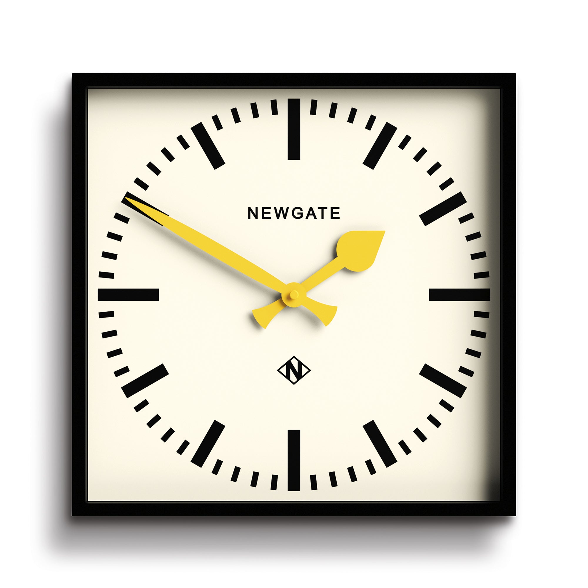 Newgate Number Five Wall Clock Black W Yellow Hands
