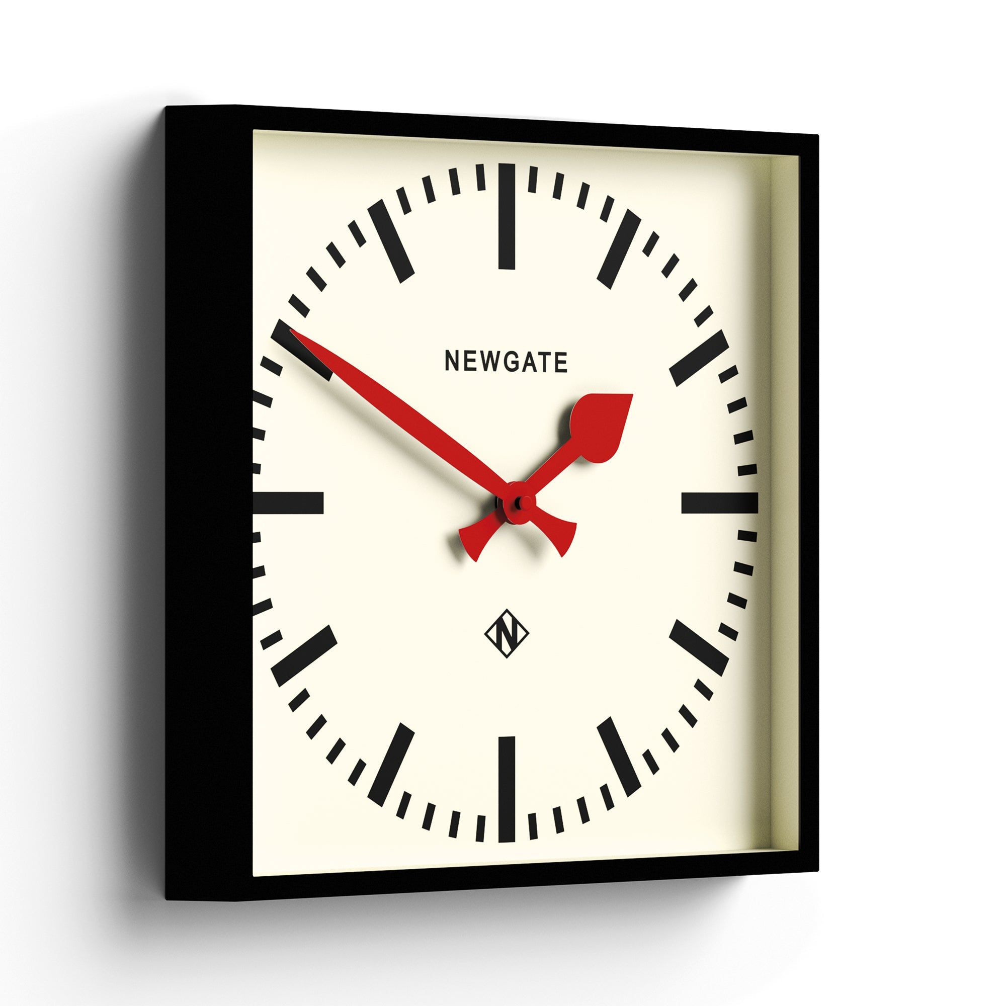 Newgate Number Five Wall Clock Black W Red Hands