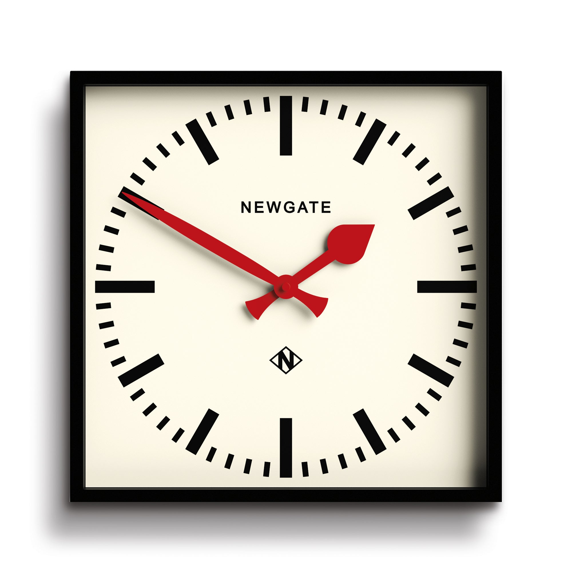 Newgate Number Five Wall Clock Black W Red Hands