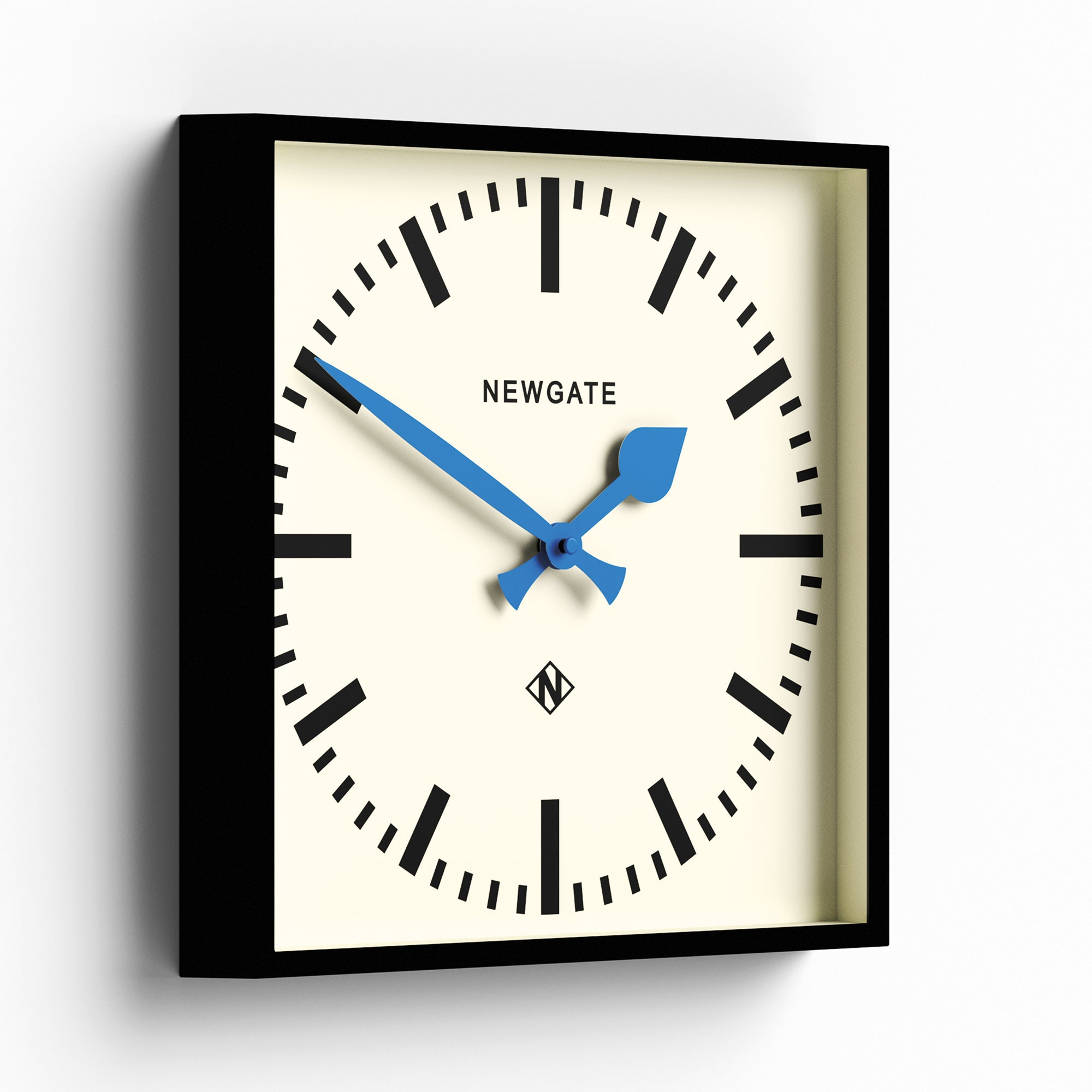 Newgate Number Five Wall Clock Black W Blue Hands