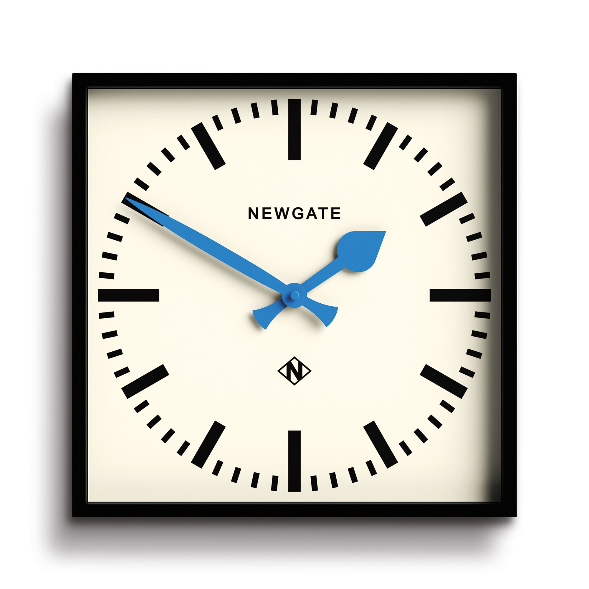 Newgate Number Five Wall Clock Black W Blue Hands