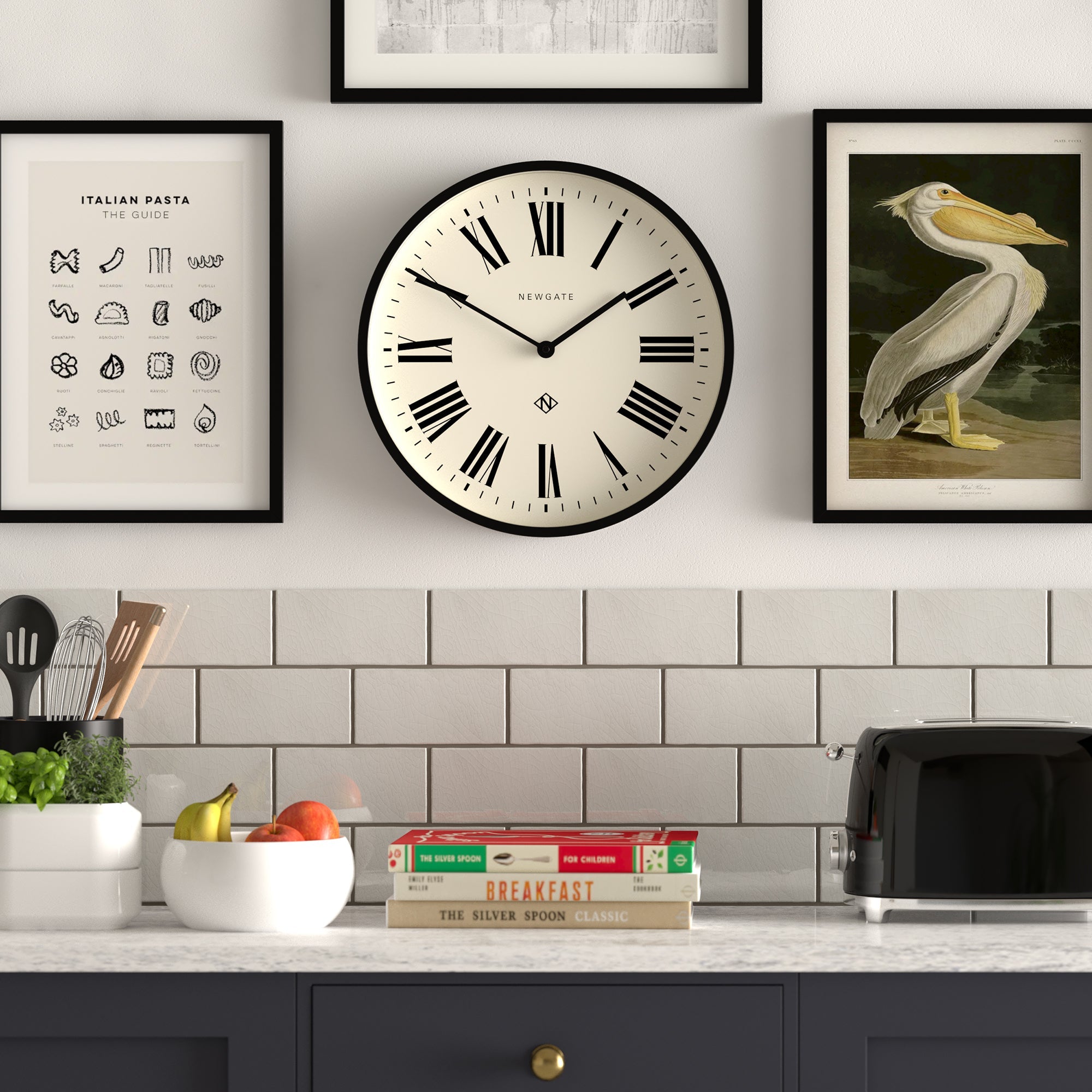 Newgate Number Three Italian Black Wall Clock
