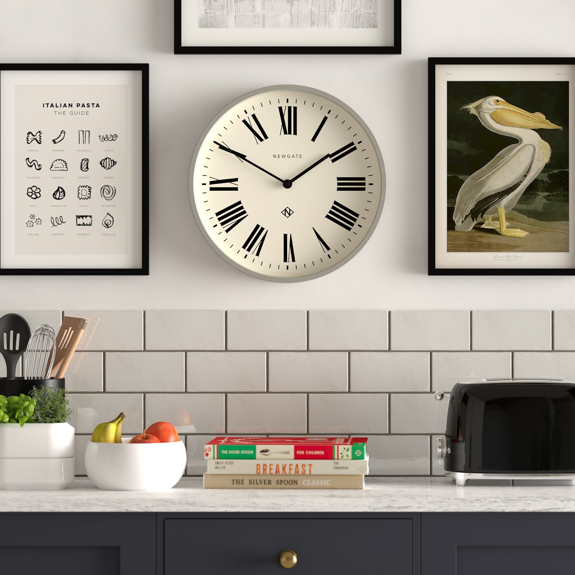 Newgate Number Three Italian Grey Wall Clock